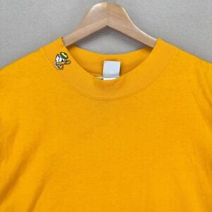 Vintage Oregon Ducks‎ T-Shirt Mens Small Yellow Mock-Neck Long Sleeve 90s Disney